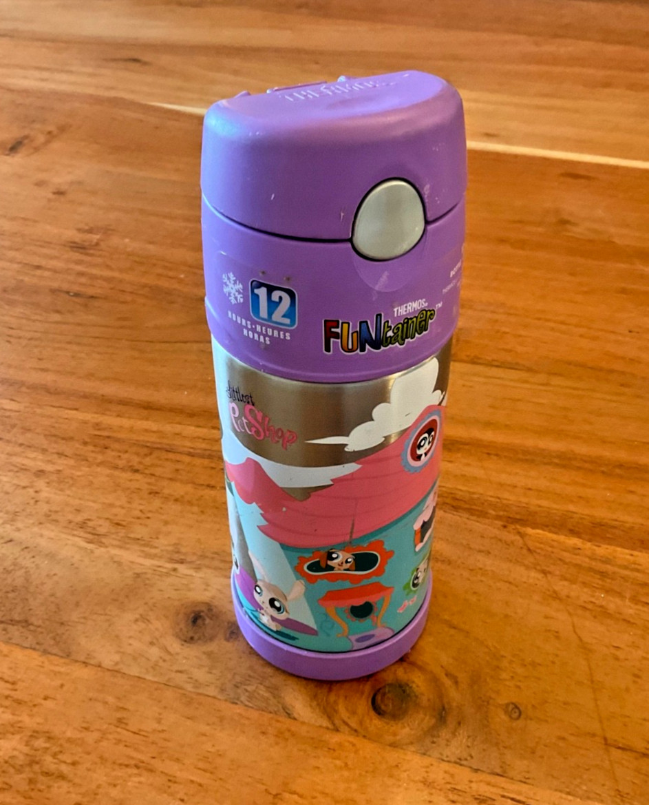 Littlest Pet Shop FUNtainer Thermos 12oz/355ml Used but has Original Sticker