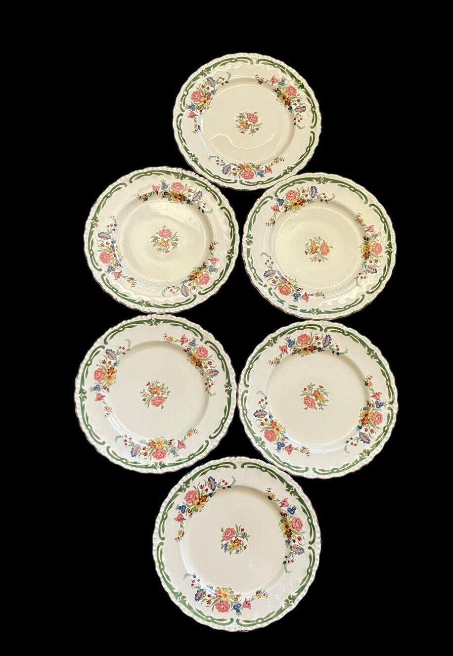 Vintage Grindley England “The Elsa” Ivory Floral - Set of 6 Bread Plates