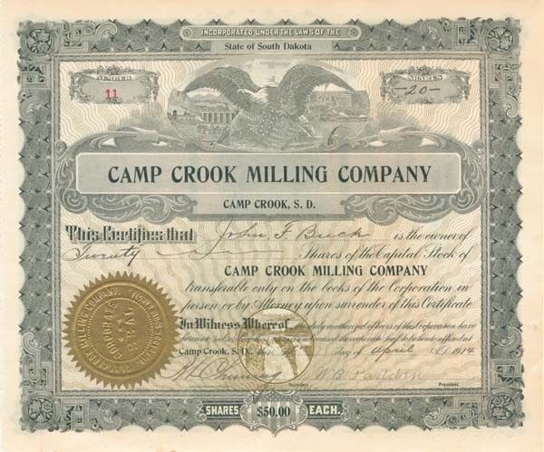 Camp Crook Milling Co. - Mining Stocks