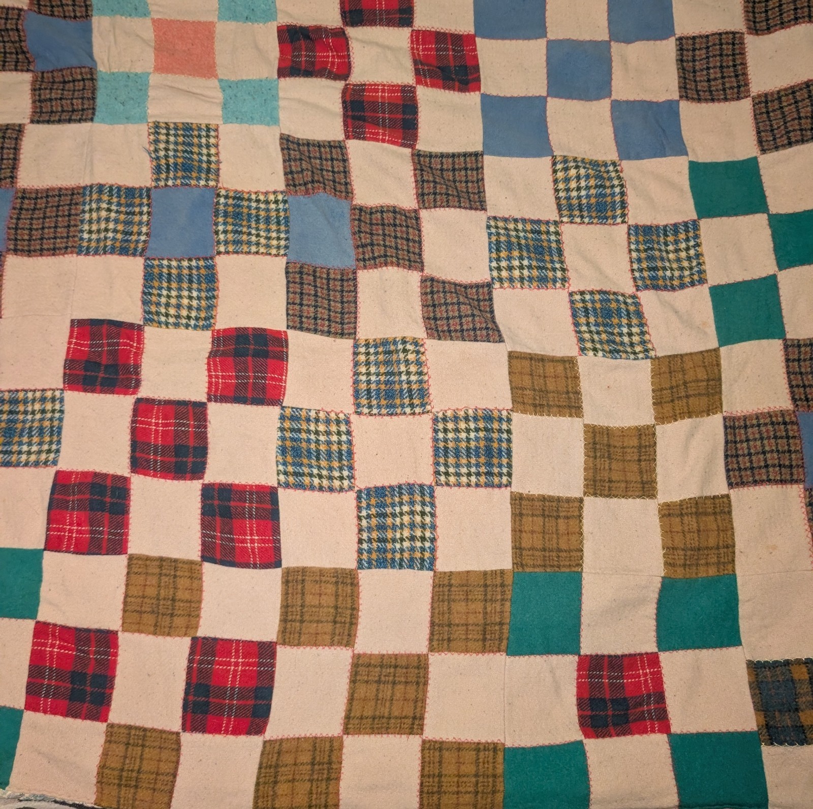 Vintage 50s/60s American Wool Cotton patchwork Quilt Vintage 50s/60s American Wool Cotton patchwork Quilt