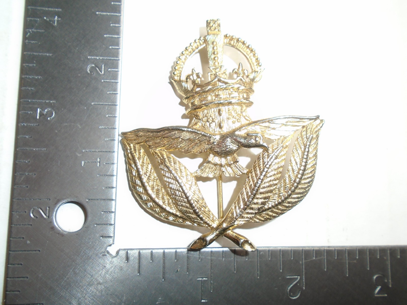 Vintage Royal Air Force RAF Warrant Officer Style Crown Brooch Pin