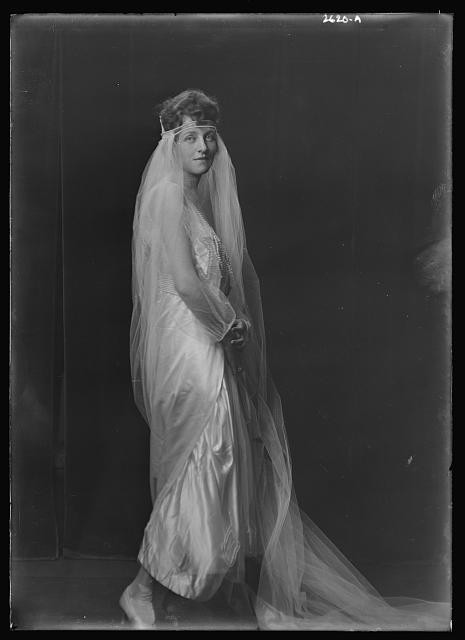 Photo:Mrs. W.S. Elliott Portrait Veiled Bridal Gown 1910s