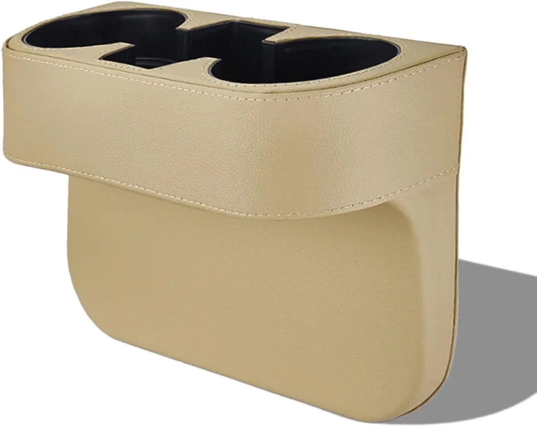 Car Cup Holder, PU Leather Auto Seat Gap Filler Organizer (Beige) Car Cup Holder, PU Leather Auto Seat Gap Filler Organizer (Beige)