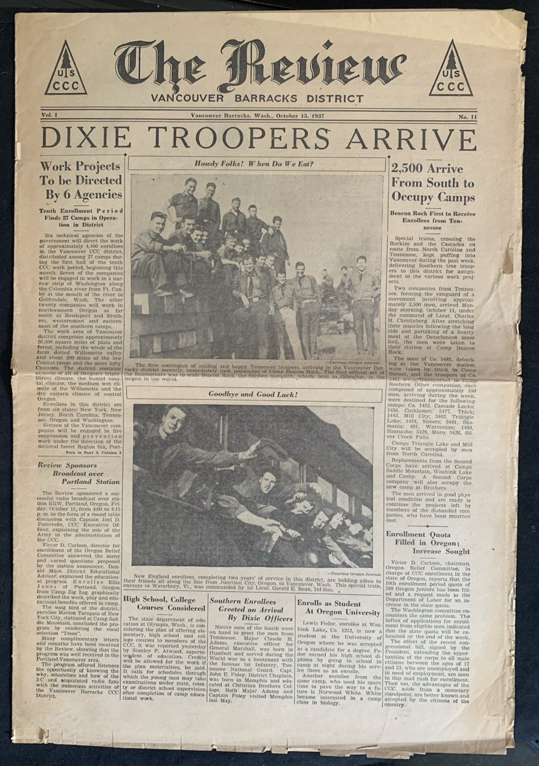 1937 BRIGADIER 1 STAR GENERAL GEORGE MARSHALL Vancouver CCC Newspaper VERY RARE