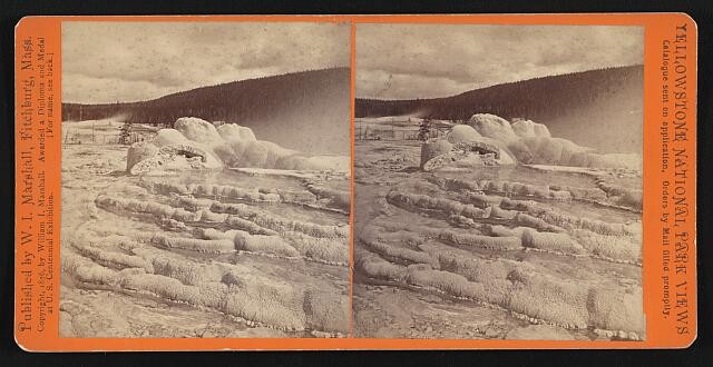 Yellowstone National Park Old Faithful Geyser Crater 1900s stereoview