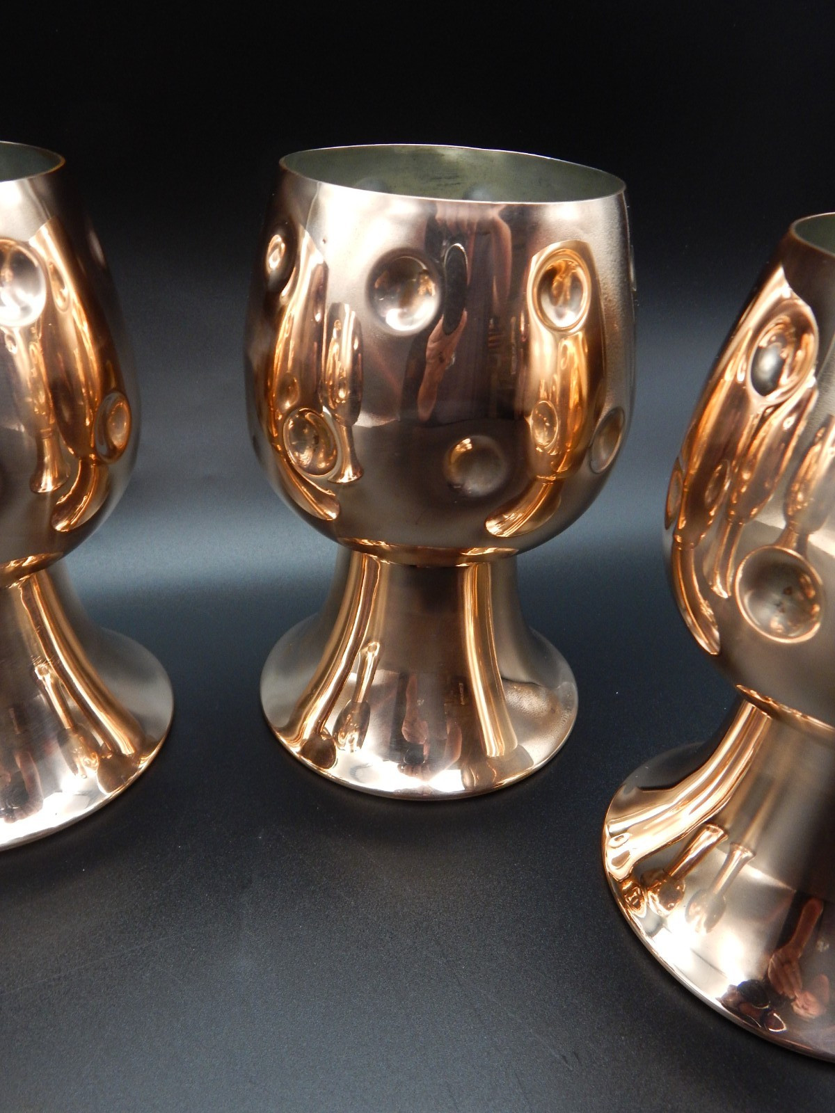 Set of 4 Vintage Chase Copper Bacchus Goblets