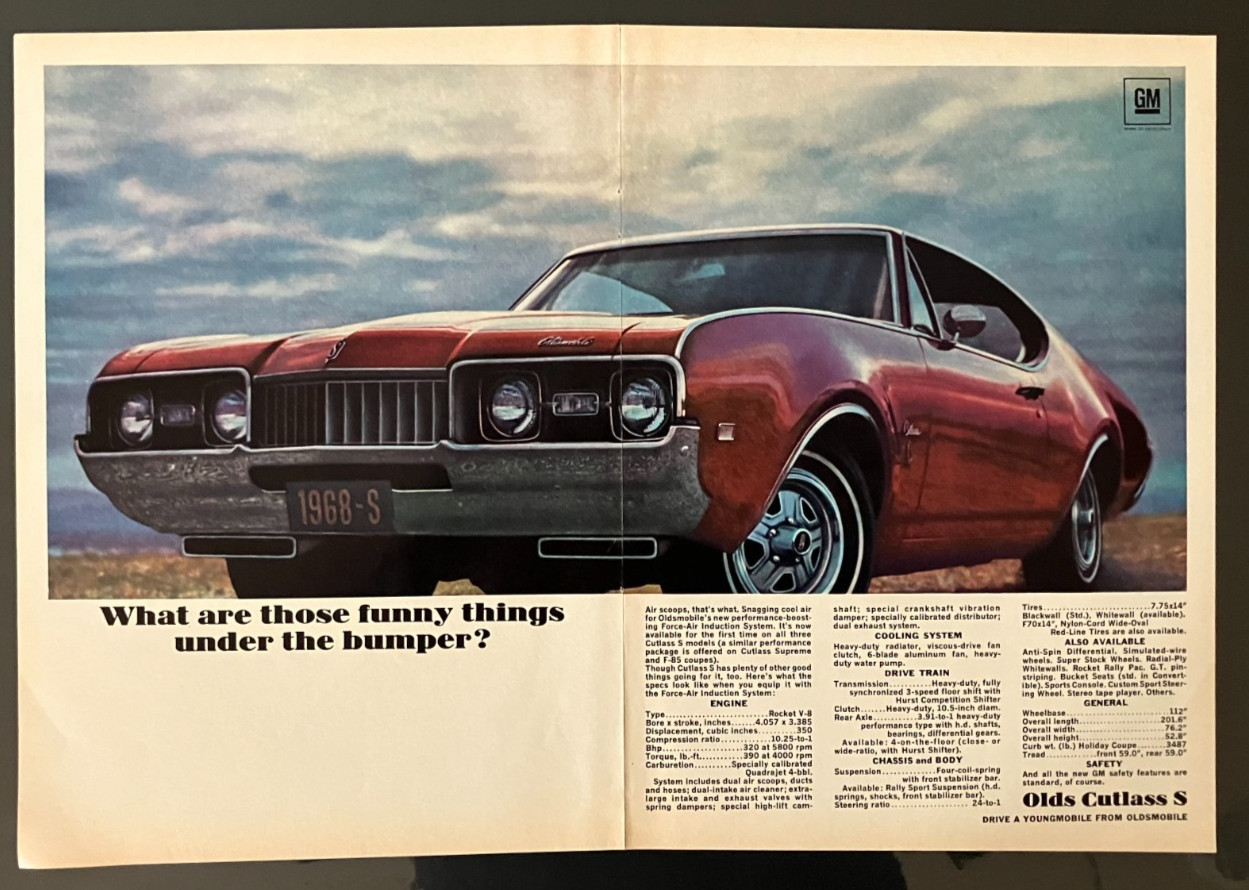 *READY to DISPLAY* or Frame 1968 Oldsmobile Cutlass S 442*Original*ad print c