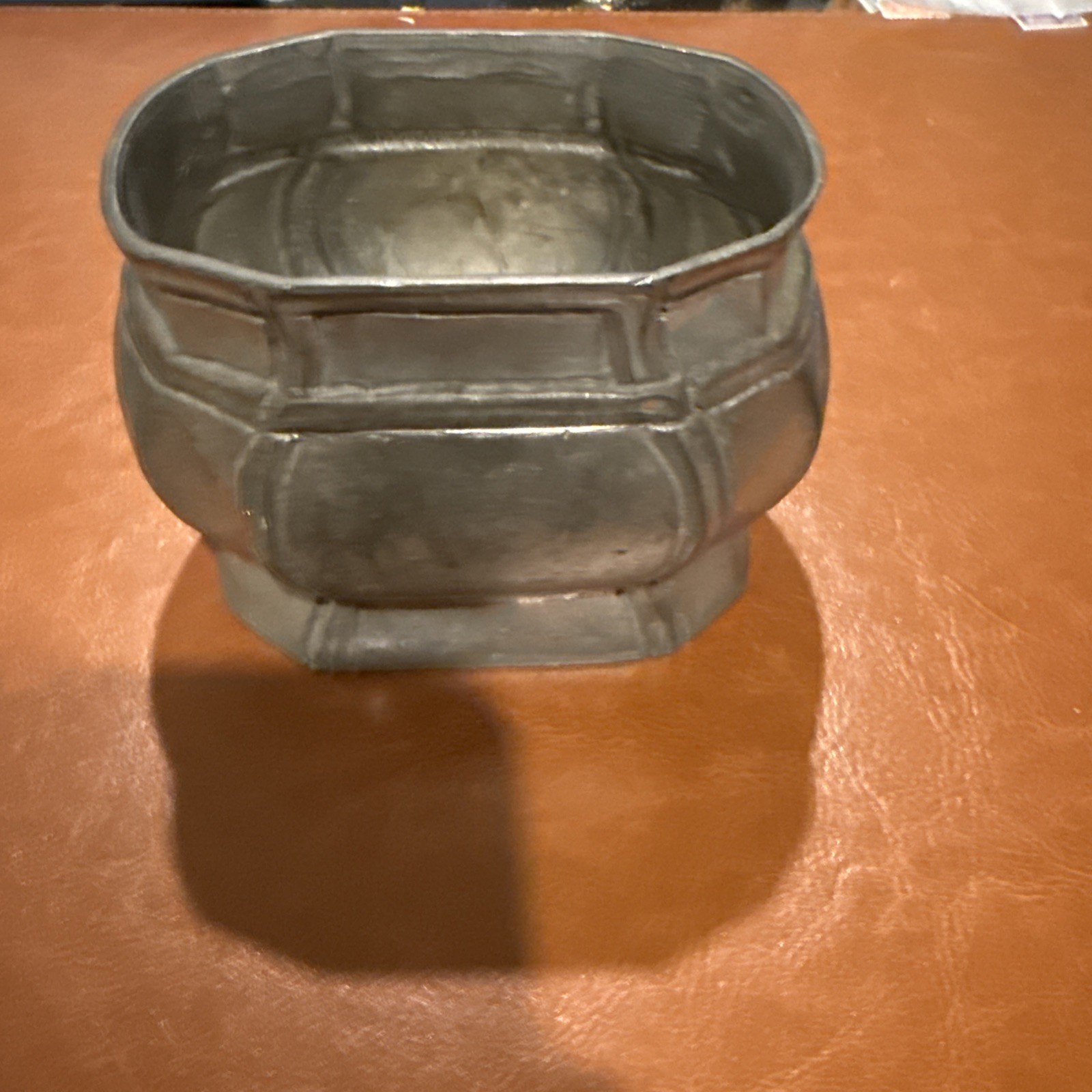Vintage Portuguese pewter octagonal metal bowl