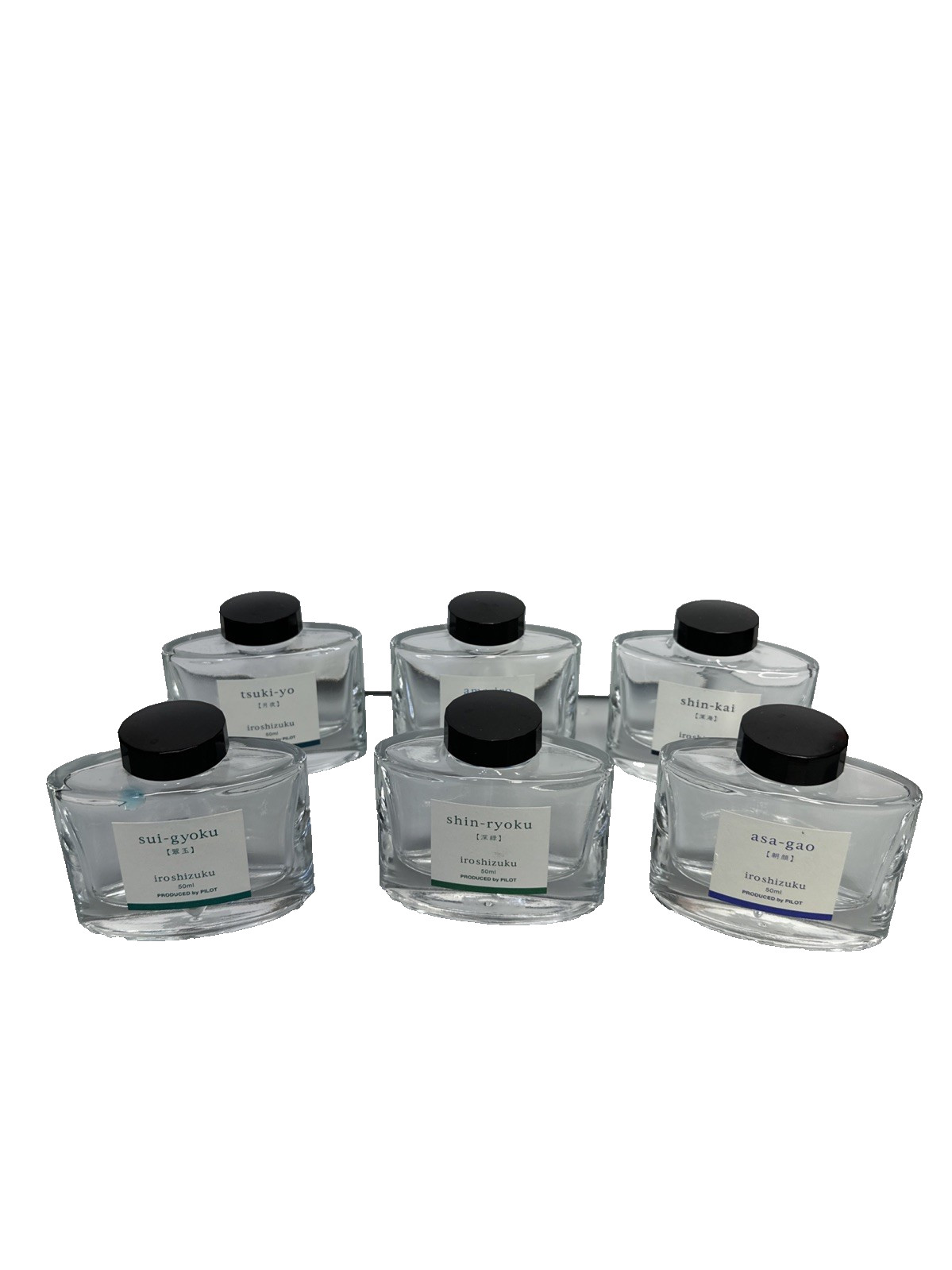 Lot (6) Empty Ink Bottles, 50ML, Excellent Condition, Glass, XX