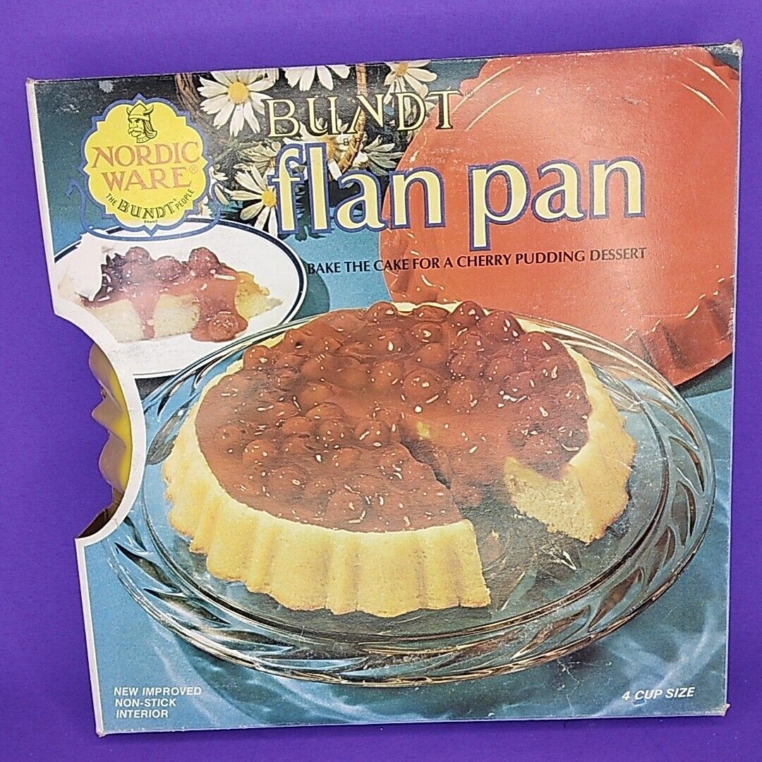 Vintage Nordic Ware Bundt Flan Pan  Orange Poppy 43428  Nonstick w/ Recipes  USA