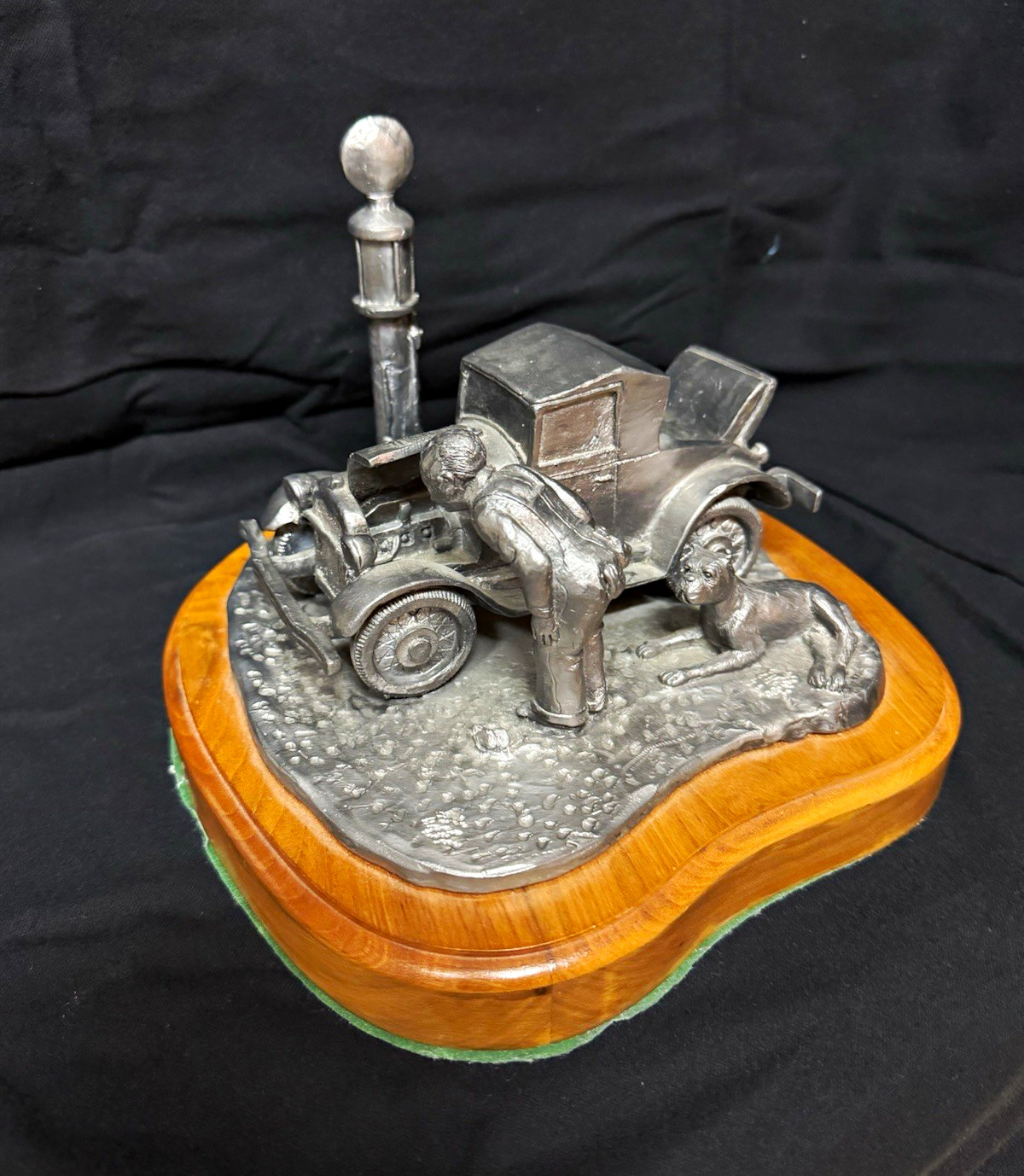 Michael Ricker find solid pewter, Pierce arrow car sculpture.