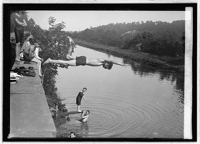 Photo:C&O Canal Potomac River 1910s Boys Diving Swimming Scene