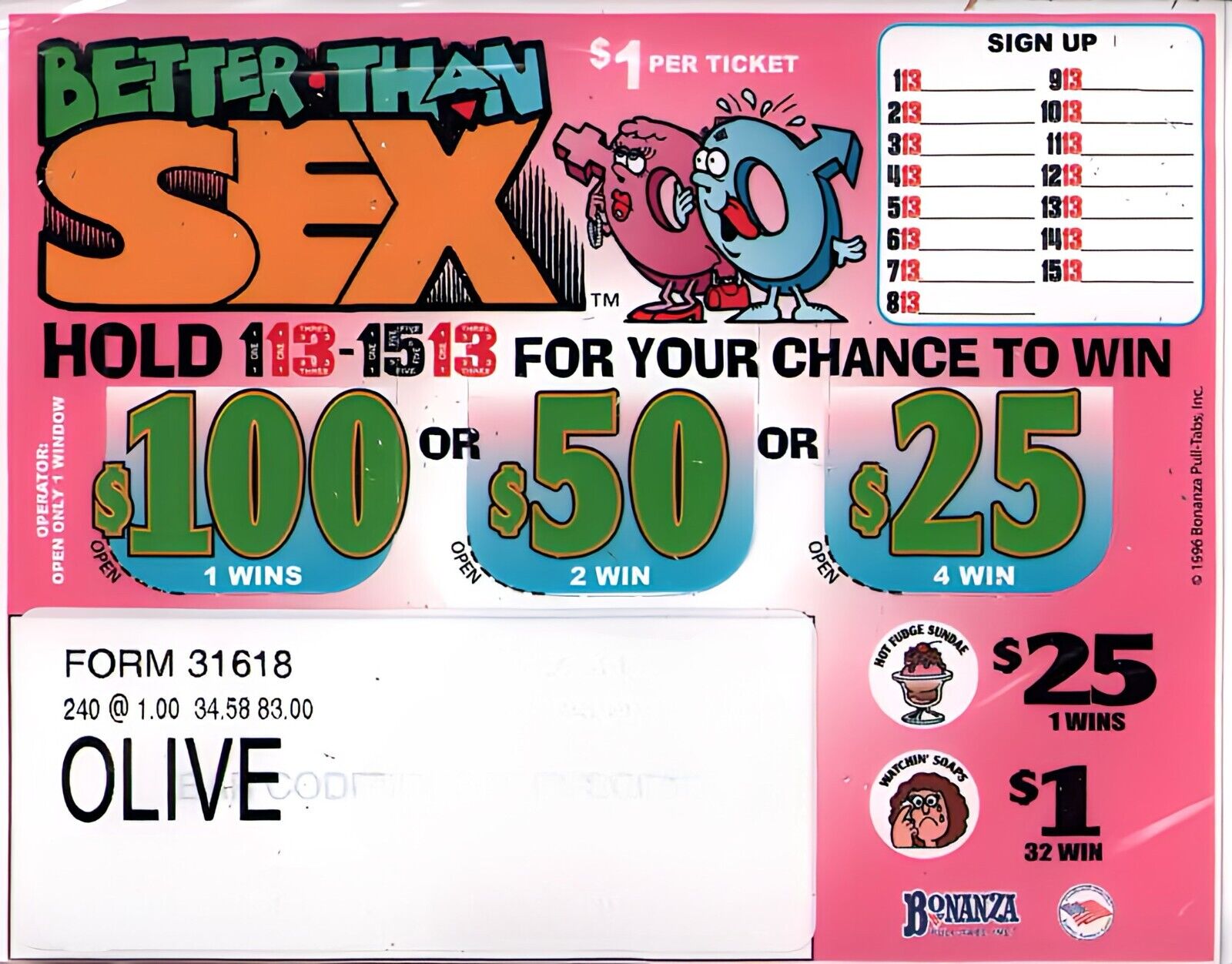 Pull Tickets Instant Tickets - 5 Pack Better Than Sex