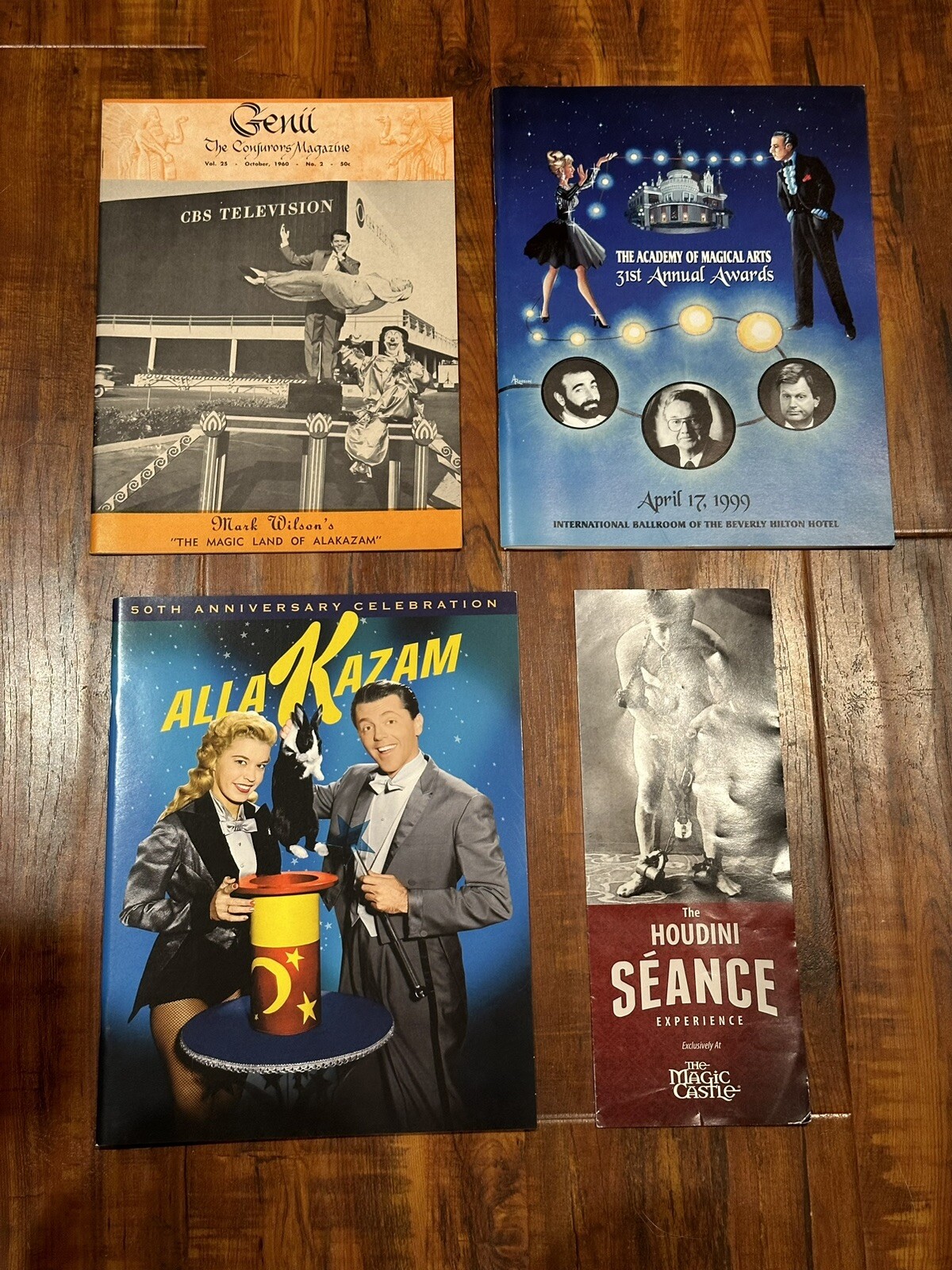 Lot (4) Academy of Magical Arts Magic Castle Genii Allakazam Houdini Brochures