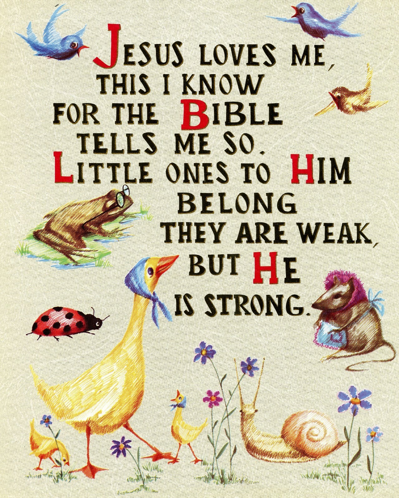 Catholic print picture-  JESUS LOVES ME -   8\