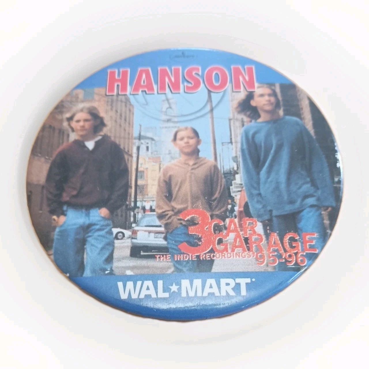 VTG 90s Hanson Boy Band \'3 Car Garage\' Indies Music Walmart Promo  Button 