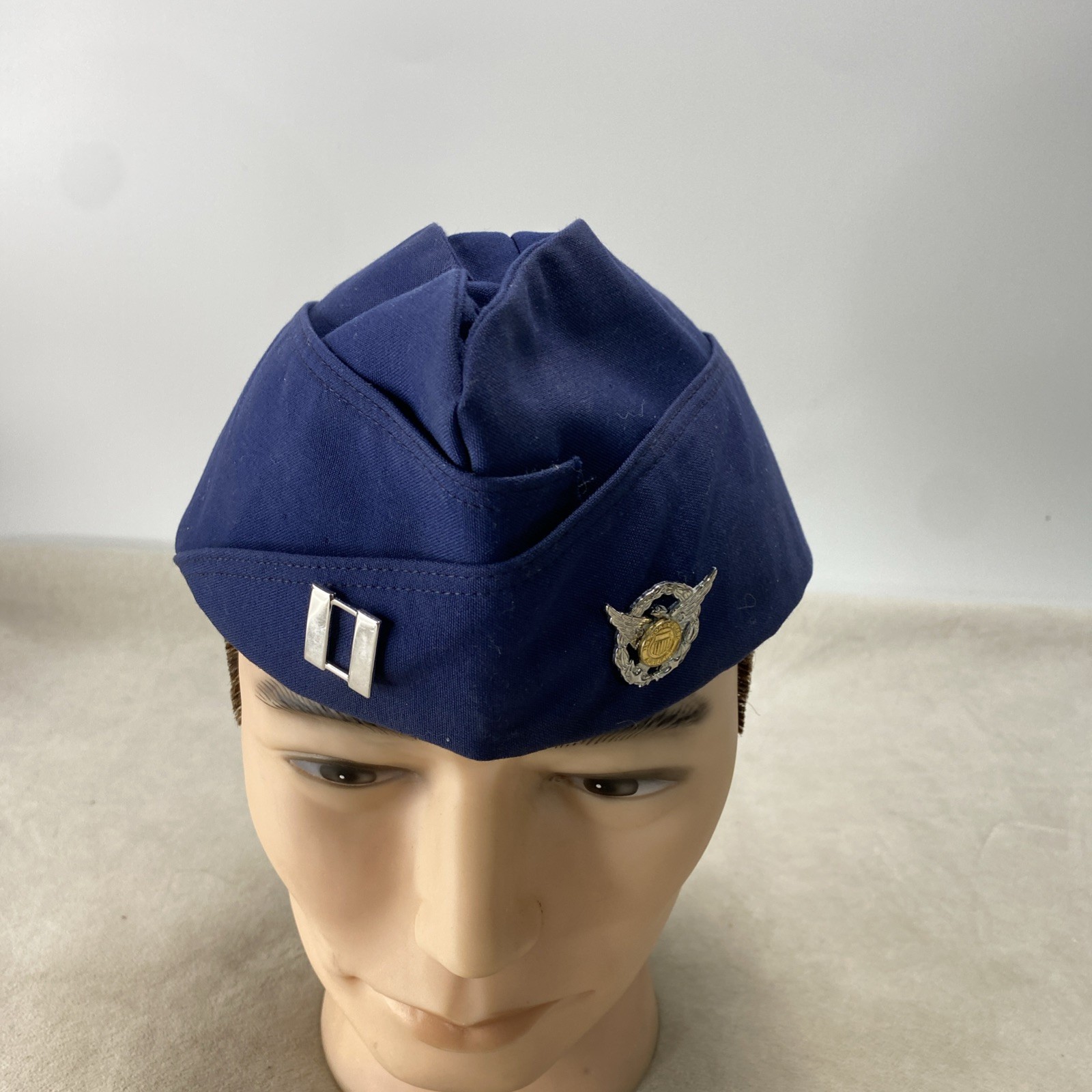 US Coast Guard Captain Auxiliary Pin Garrison Cap Size 7 5/8 Vintage Bancroft