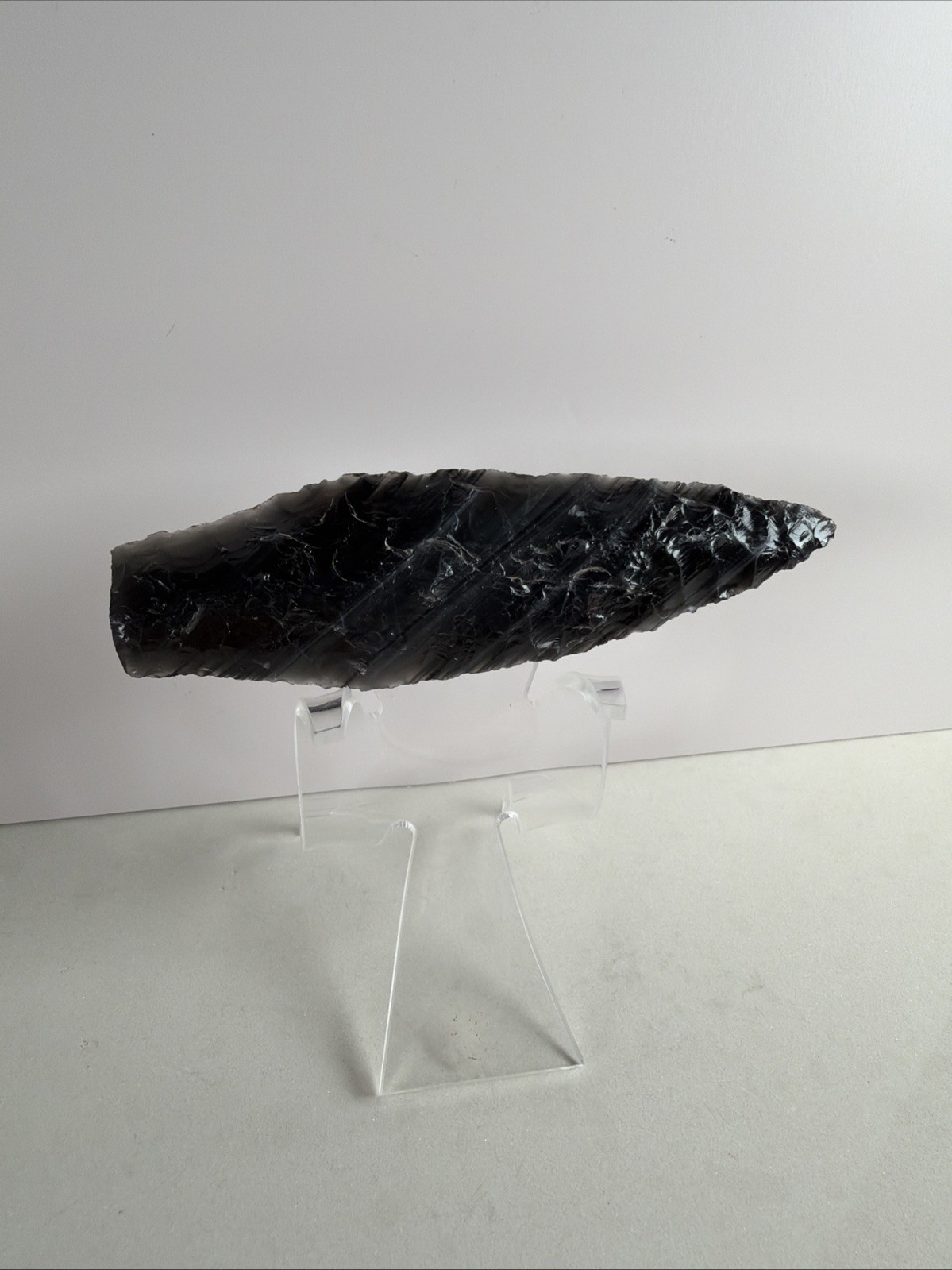 Authentic 5” Obsidian Knife Blade Spear Point Native American Indian Artifact