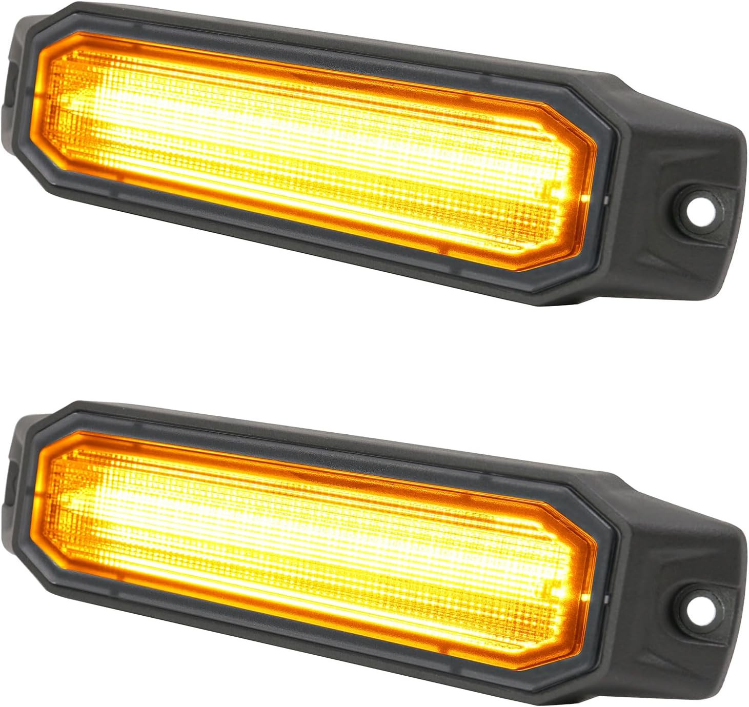 Ultra-Thin Amber LED Strobe Lights, Surface-Mount Warning Lights, 2-Pack