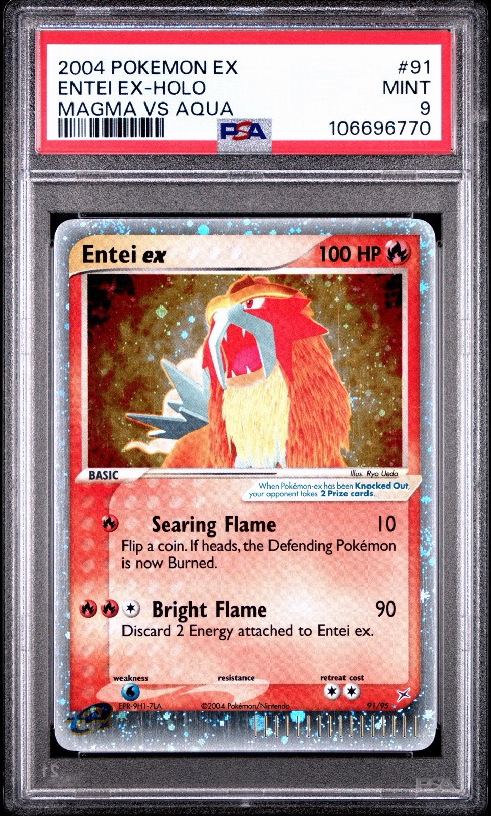 2004 POKEMON EX TEAM MAGMA VS TEAM AQUA #91 ENTEI EX-HOLO PSA 9
