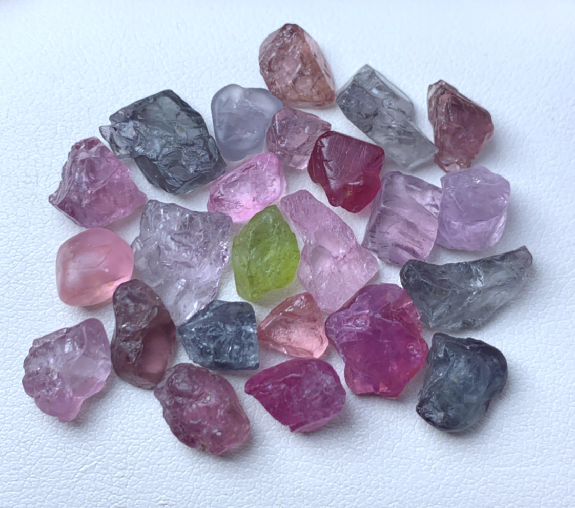 59.50Ct Natural Multi Colour Spinel Rough Facet Grade 1.45 - 4.00Ct
