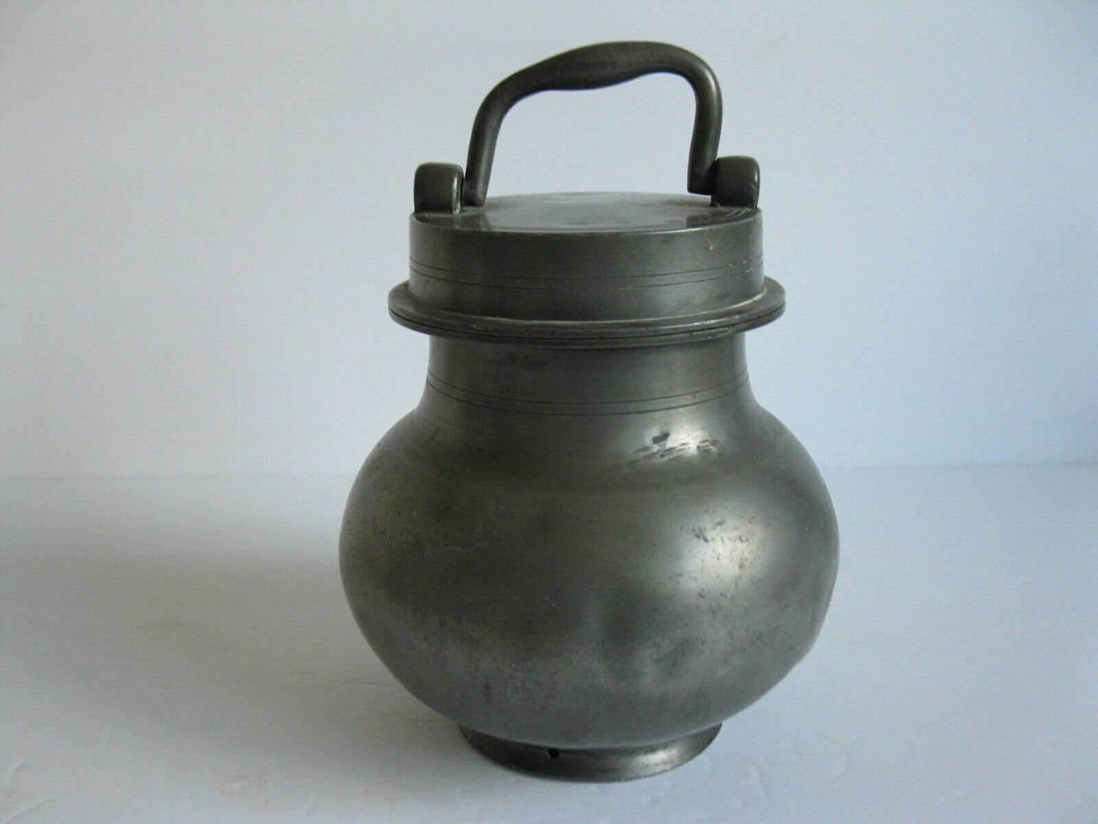 Large Antique Pewter Wine,Liquid  Carrying Flask French/ German VERY OLD