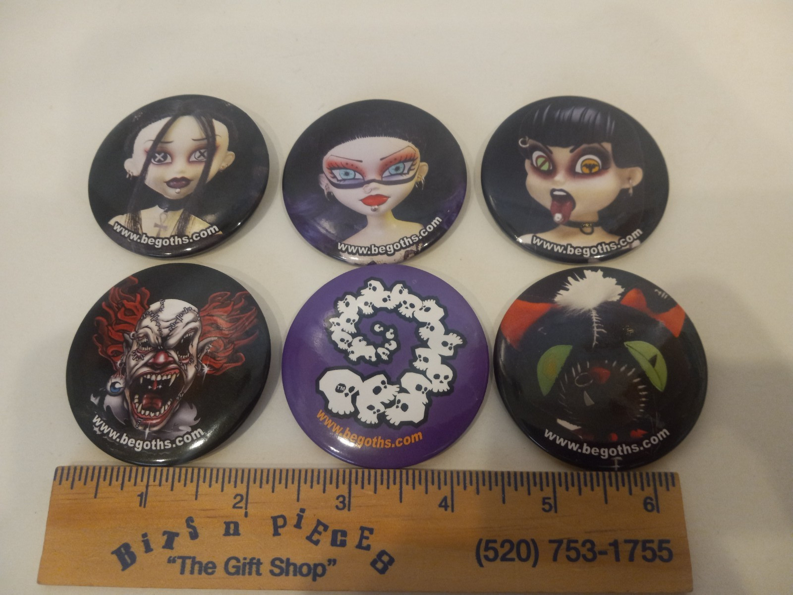 Begoths Bleeding Edge Dolls Merchandise Promo Pins / Buttons - Each Measure 2\