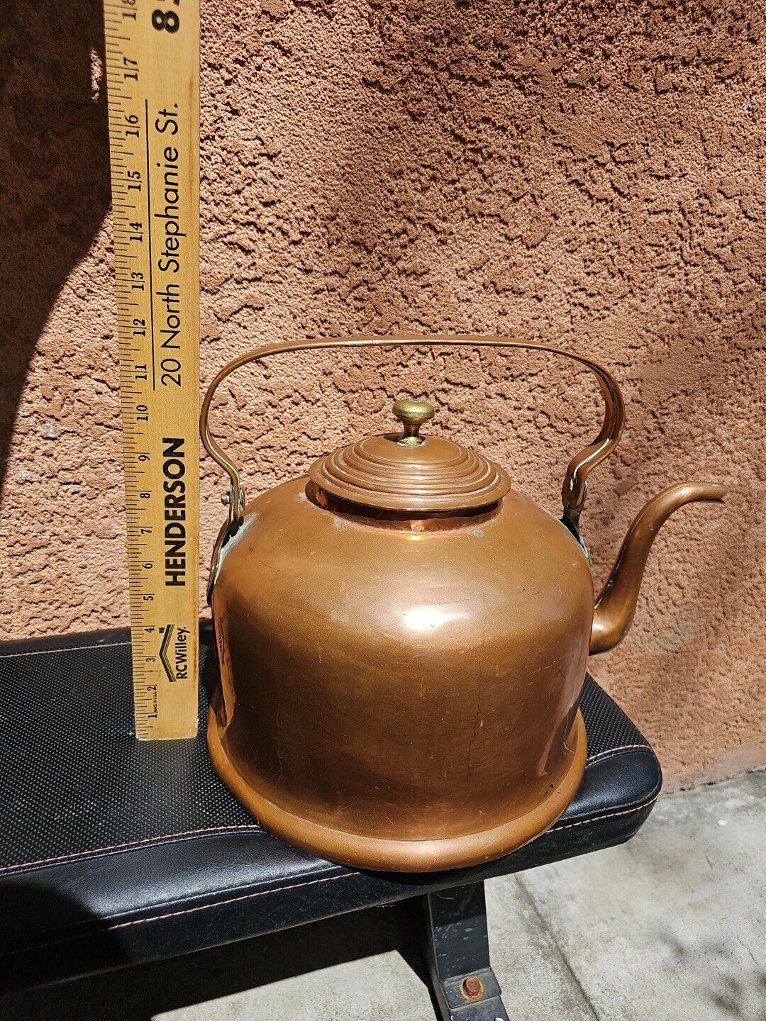 Huge Antique Copper Kettle Teapot Camp Fire Stove top Tea Kettle Coffee Pot XL