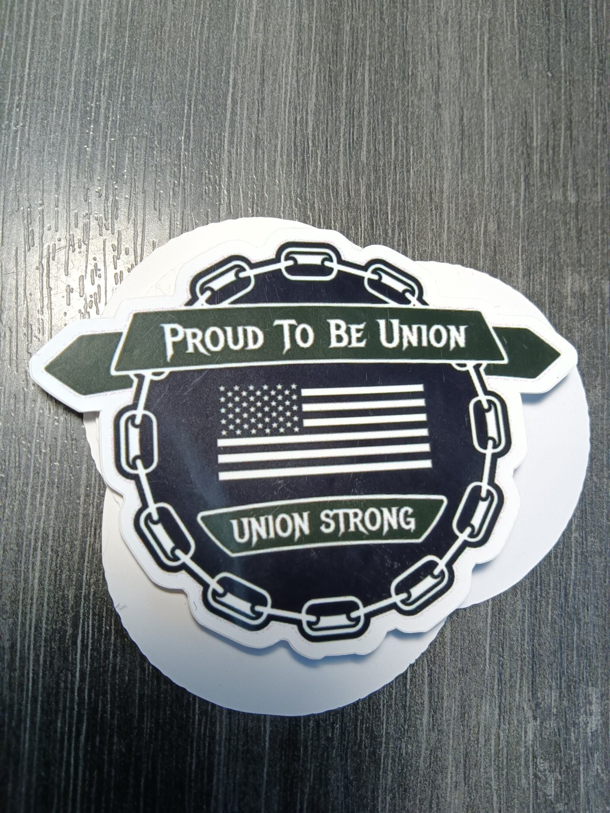Proud to be Union Strong Sticker | American Flag Labor Decal | Chain Link Design