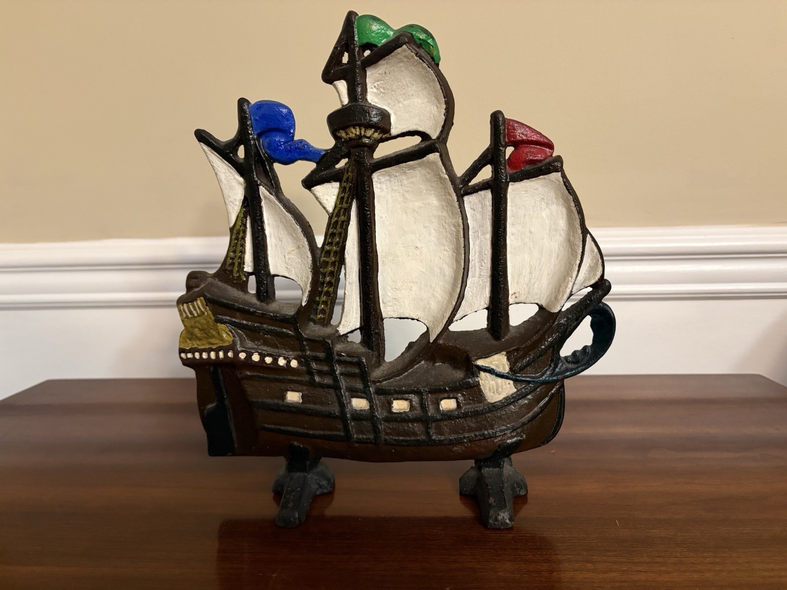 Antique Albany FDY CO.  # 178 Foundry Galleon Sailing Ship Cast Iron Door Stop