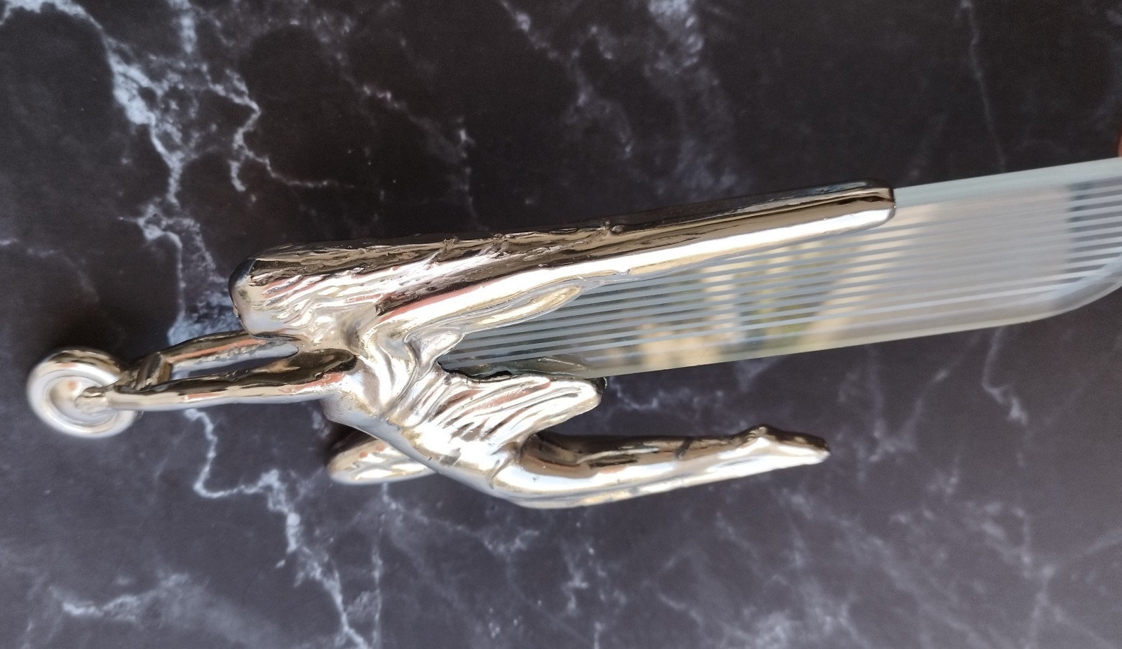 PACKARD HOOD ORNAMENT 1938 1939 1940 1941 1942 GODDESS OF SPEED W/3 GLASS WINGS
