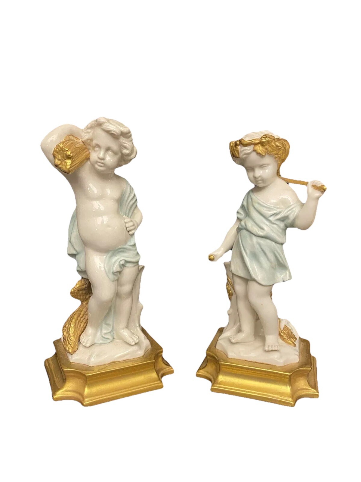 Italian Figurines Depicting Summer and Autumn By Porcellane D'Arte Agostinelli