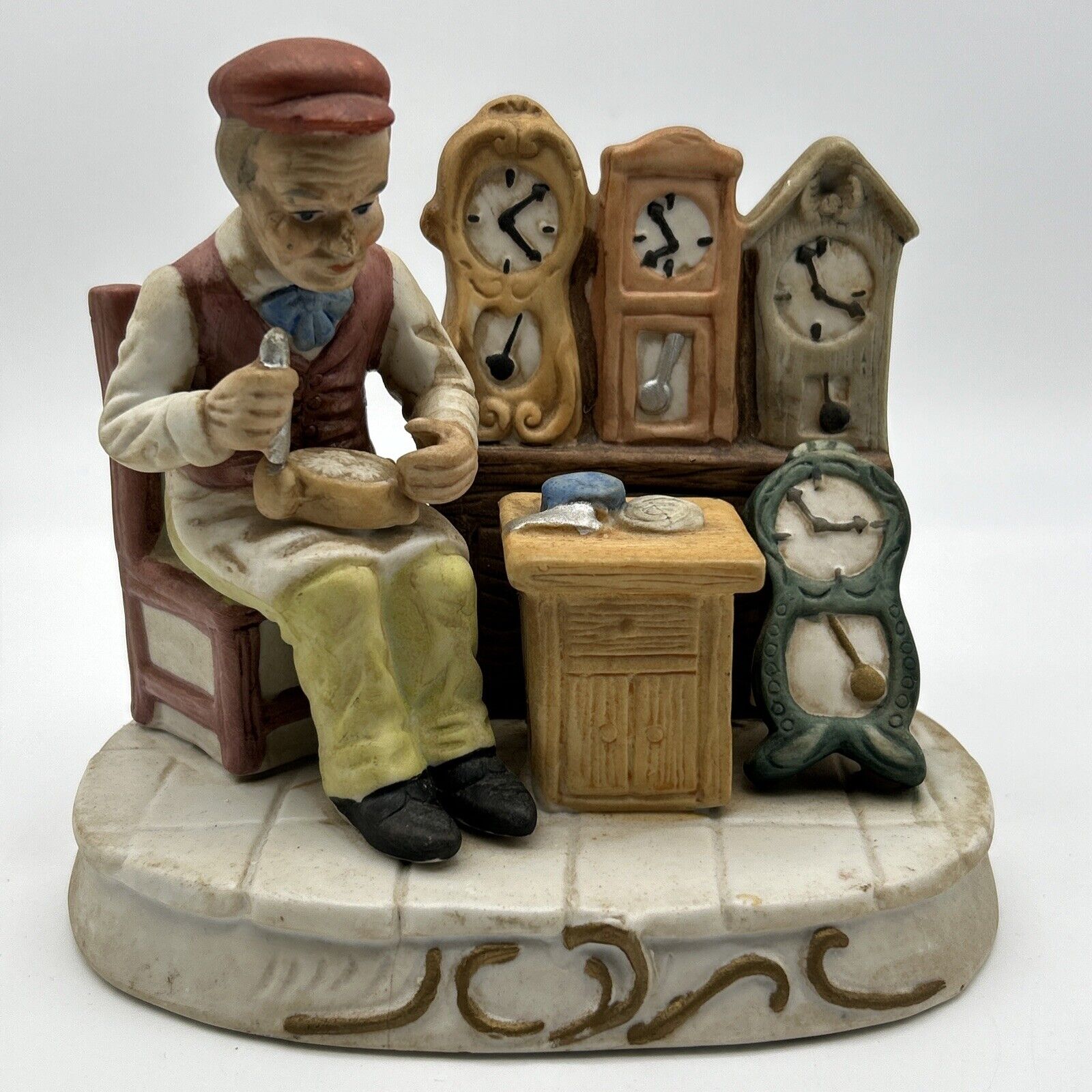 VTG Watchmaker Watch Hallmark Horologist Porcelain Charming Hand Painted Figure
