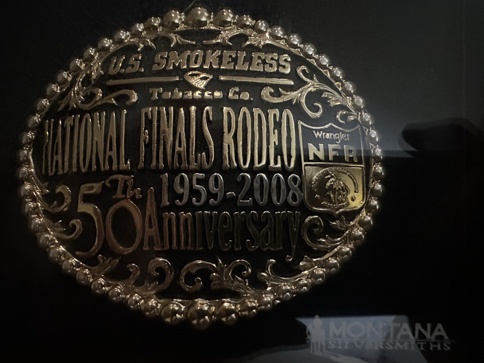 NFR 50th Anniversary Belt Buckle Shadow Box 7 1/2” X 7 1/2” USSTB Copenhagen