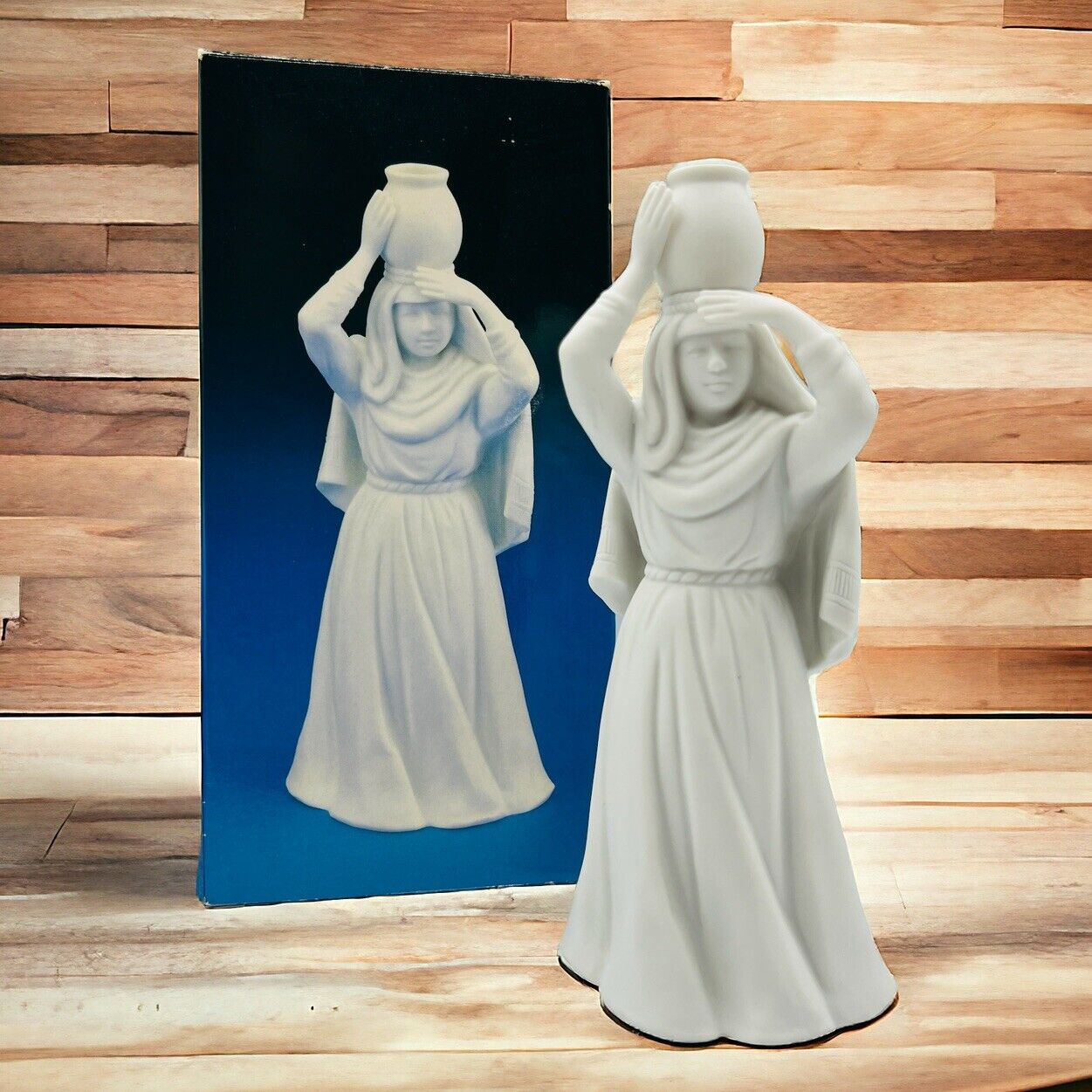AVON White Nativity Collectibles Woman with Water Jar figure w/ box 1990