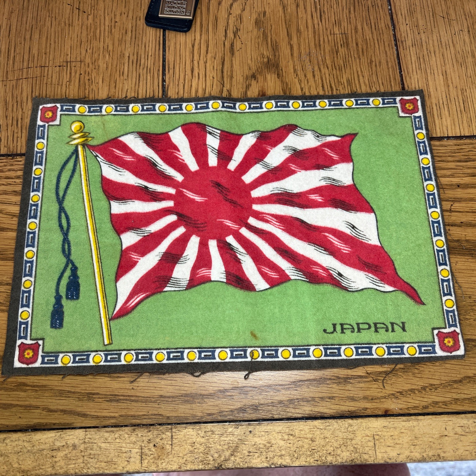 Vintage Tobacco Felt Blanket Flag - Japan Rising Sun Flag PRE-WAR