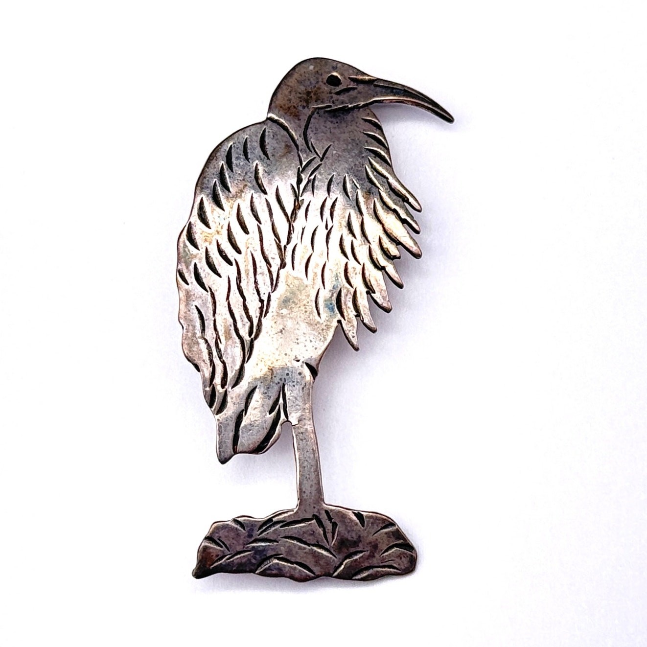 Vintage Southwestern Ibis Bird Sterling Silver Brooch Pin