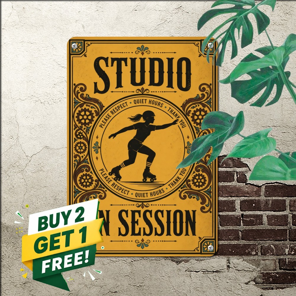 Skater Silhouette Room Status Tin Sign Retro Action Sport Metal Wall Plaque