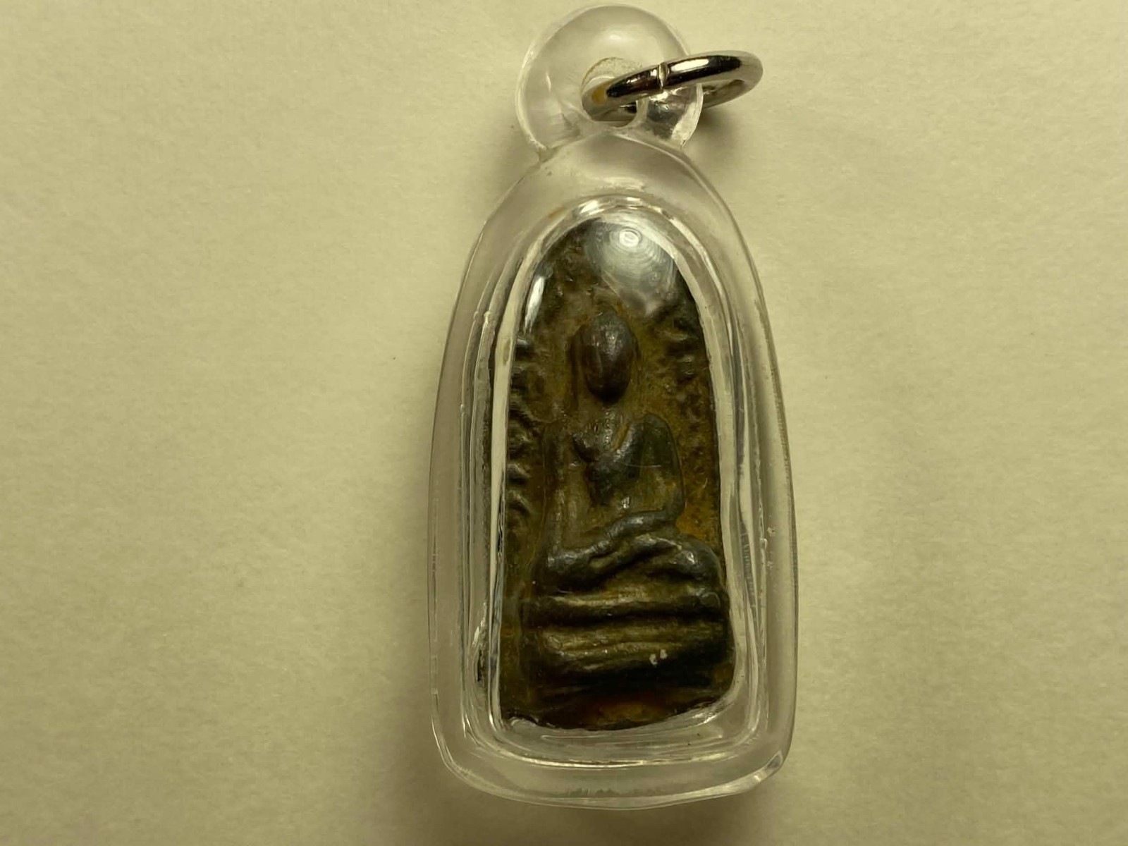 Small  Vintage Thai Metal Buddha Amulet in Acrylic Case with New 20
