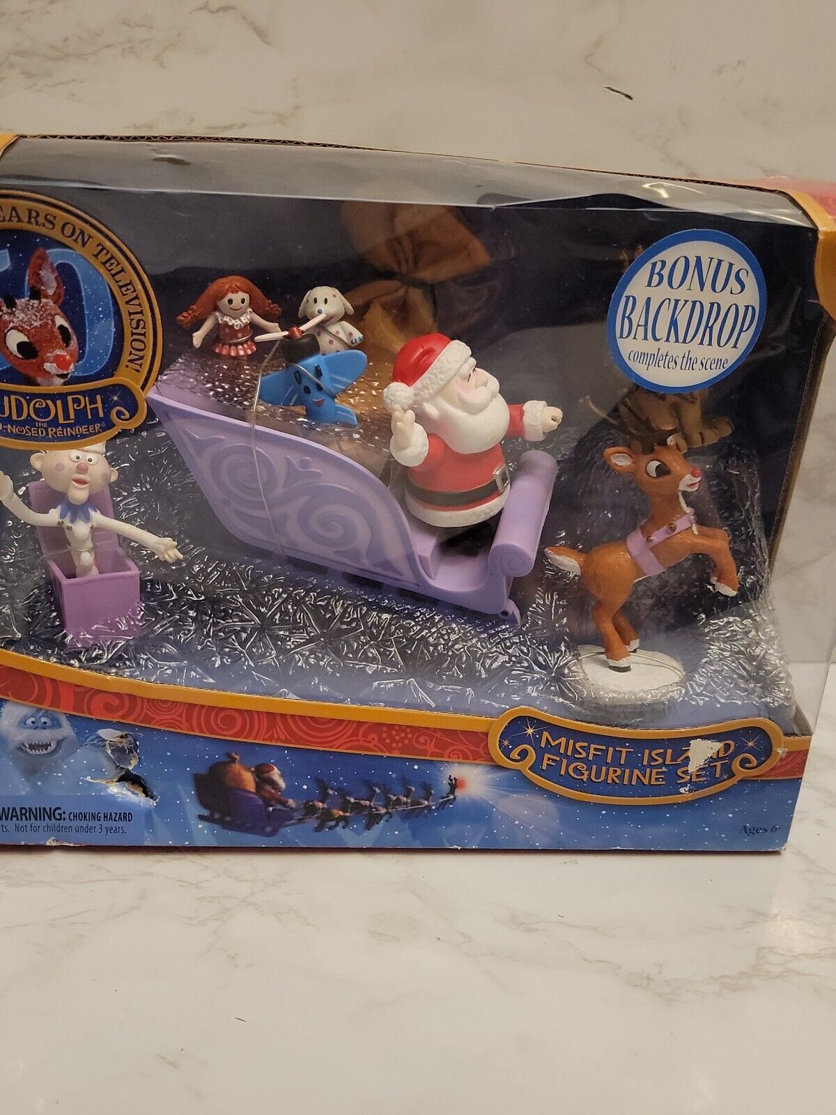 Round 2 / FOREVER FUN - 8 Plastic Figure Sleigh Set MISFIT Toy Rudolph ELEPHANT