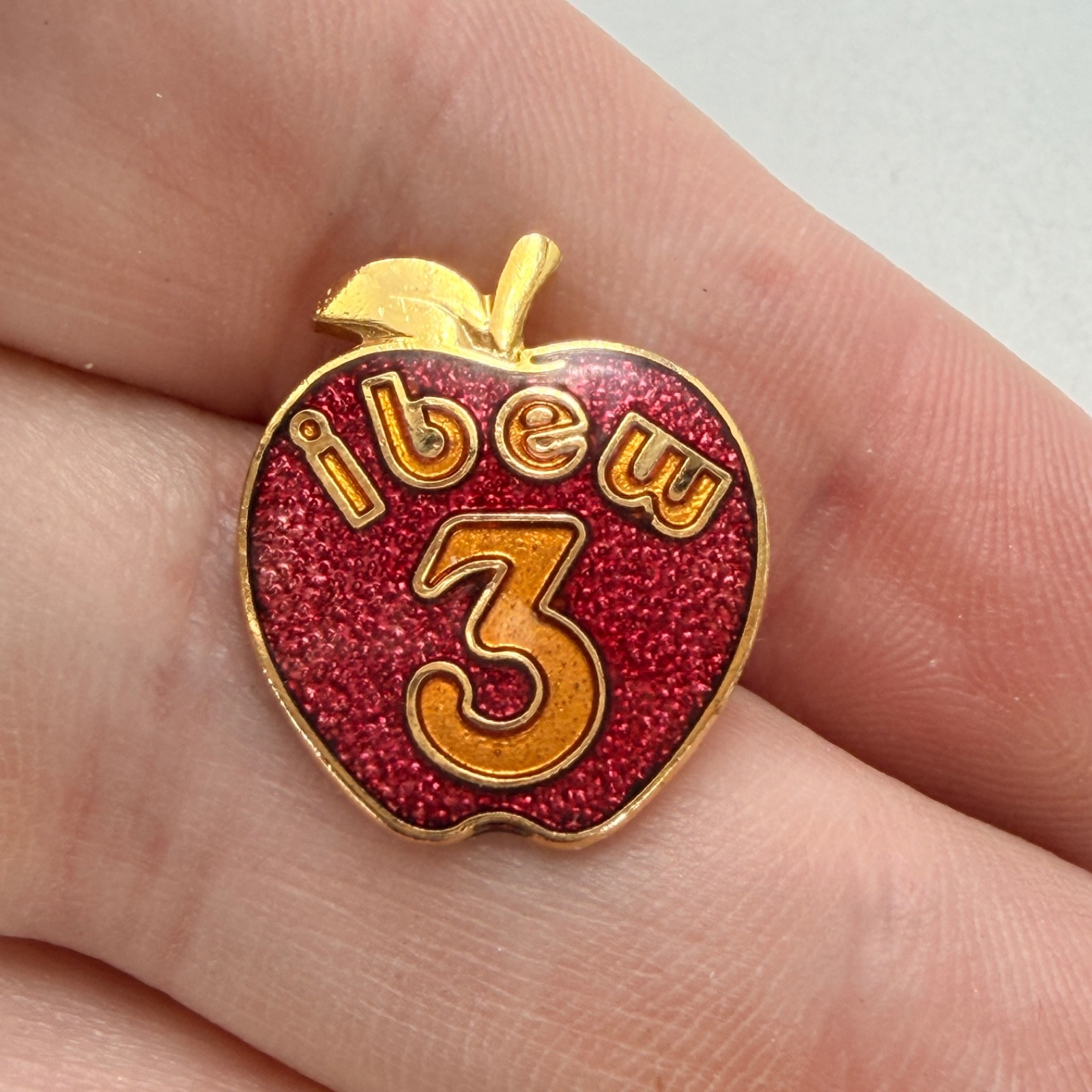 IBEW Local 3 Red Apple Lapel Pin Glitter Enamel Electrical Workers Union Vintage IBEW Local 3 Red Apple Lapel Pin Glitter Enamel Electrical Workers Union Vintage