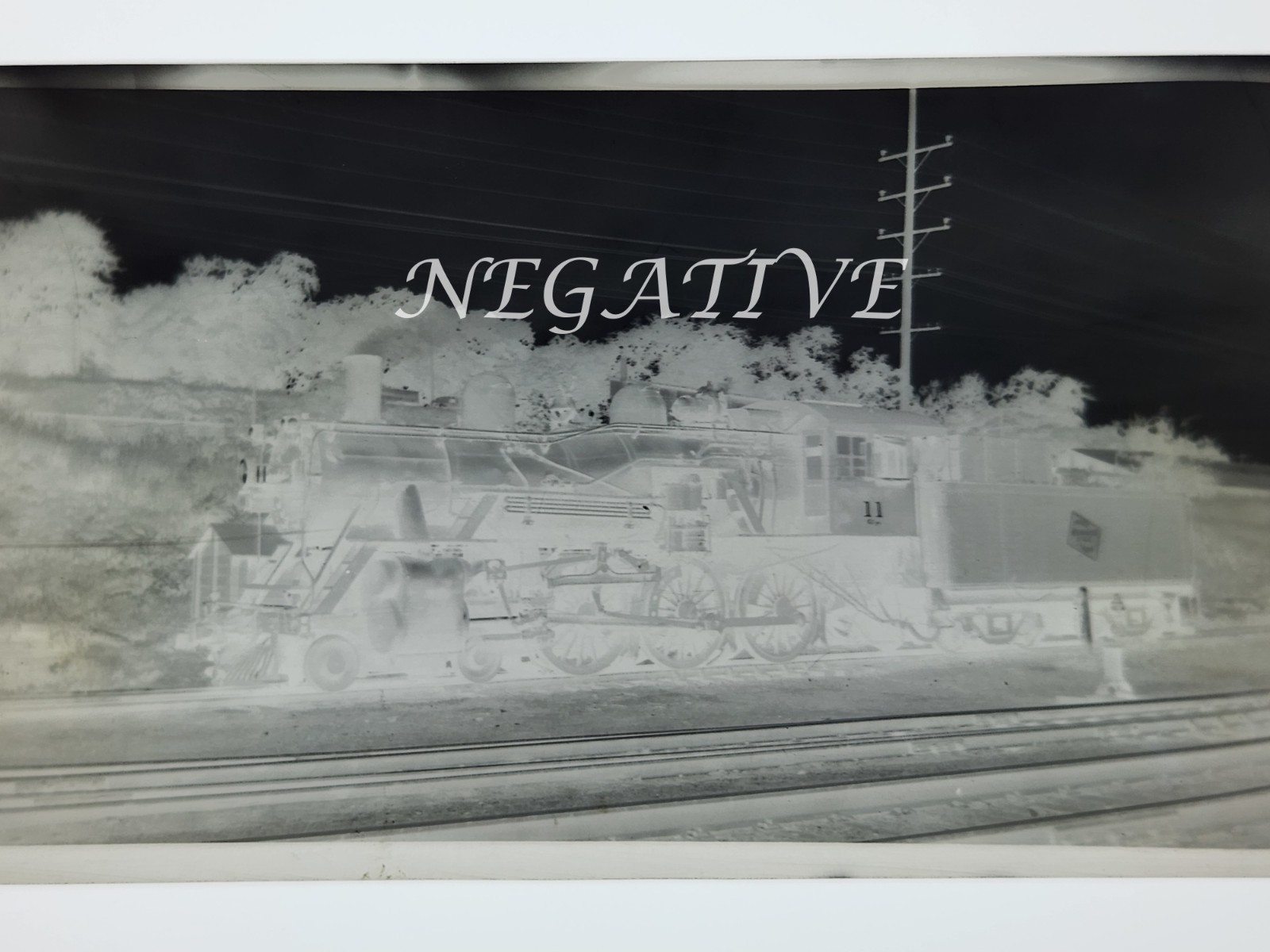 1946 CHICAGO, MILWAUKEE ST. PAUL & PACIFIC RR LOCOMOTIVE #11 PHOTO NEGATIVE