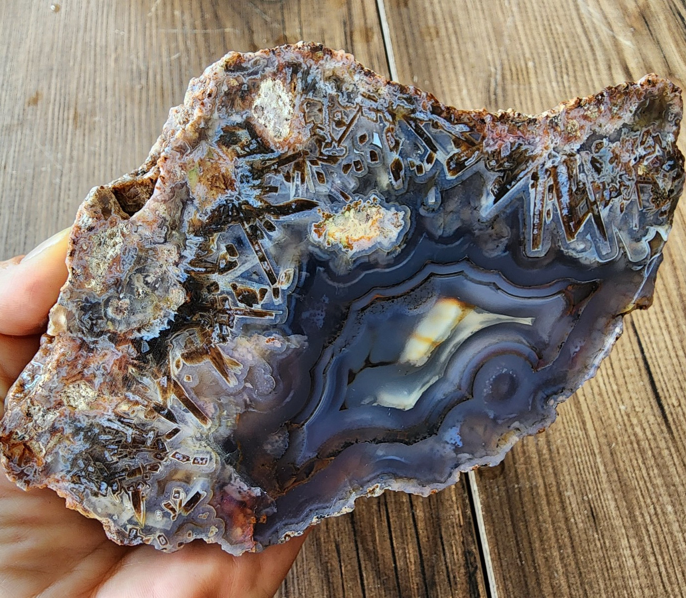 2.7 lbs (1.2 kg) Large Agate Slab, Big Agate Slice, Large Agate Half, Rock Decor