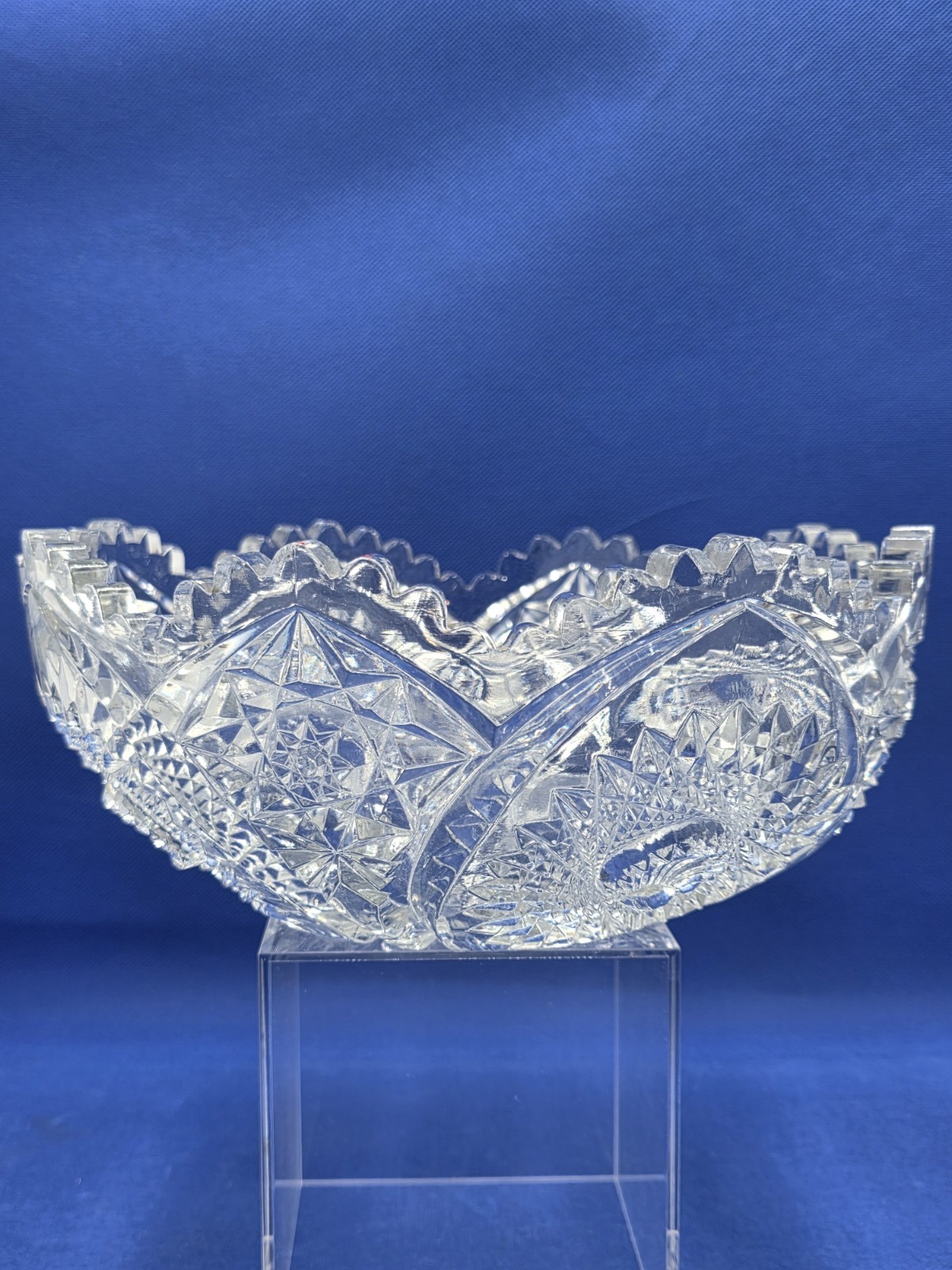 LIGHT REFLECTIVE ANTIQUE AMERICAN BRILLIANT APB LEAD CRYSTAL CUT GLASS 9