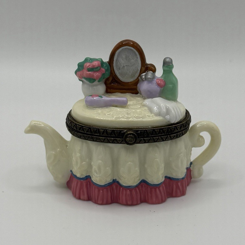 Midwest of Cannon Falls Teapot Shaped Hinged Trinket Box w/ Mirror Top