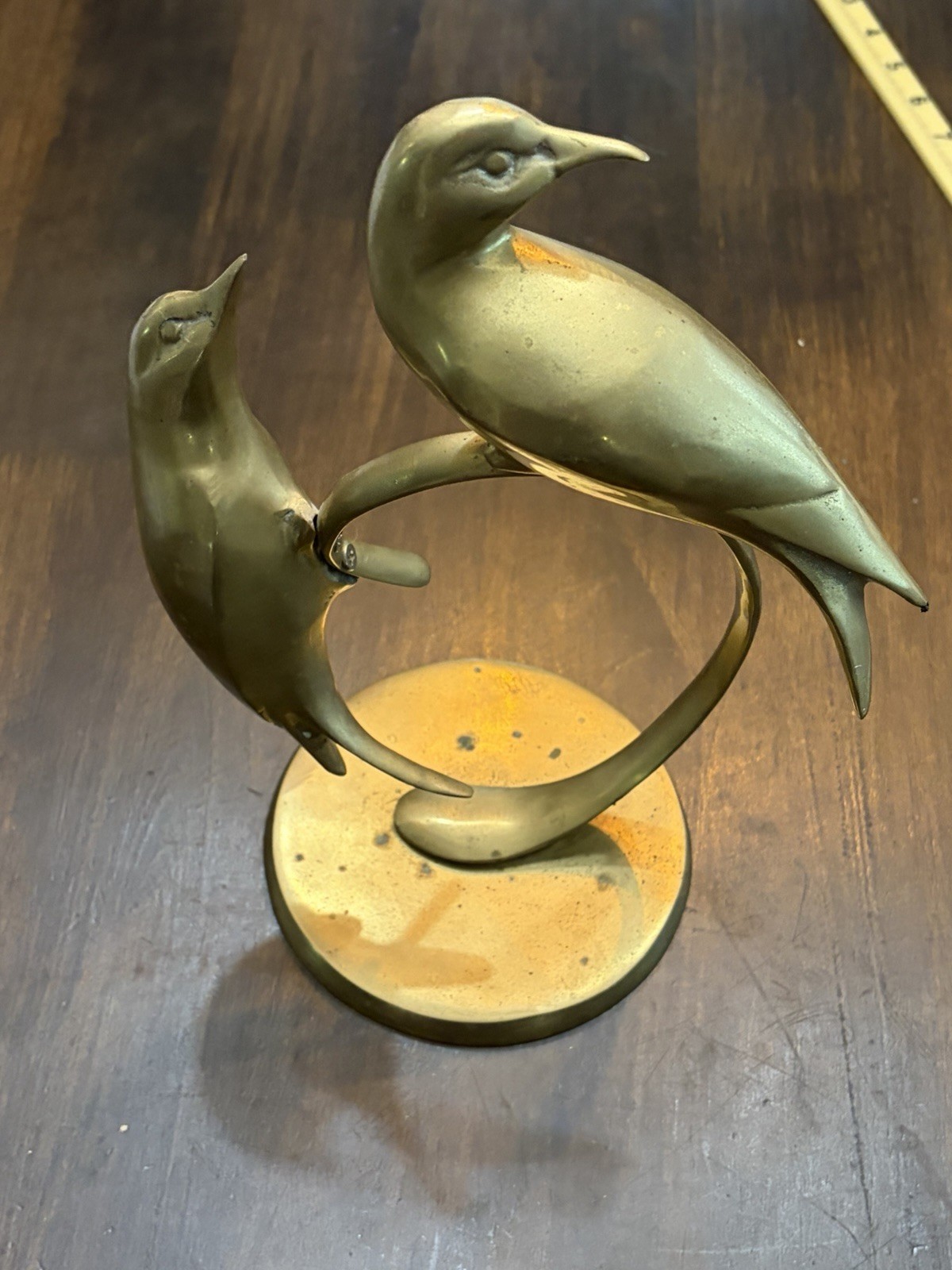 Vintage Brass Mid Century Love Birds Bird Figurine Statue Home Decor 