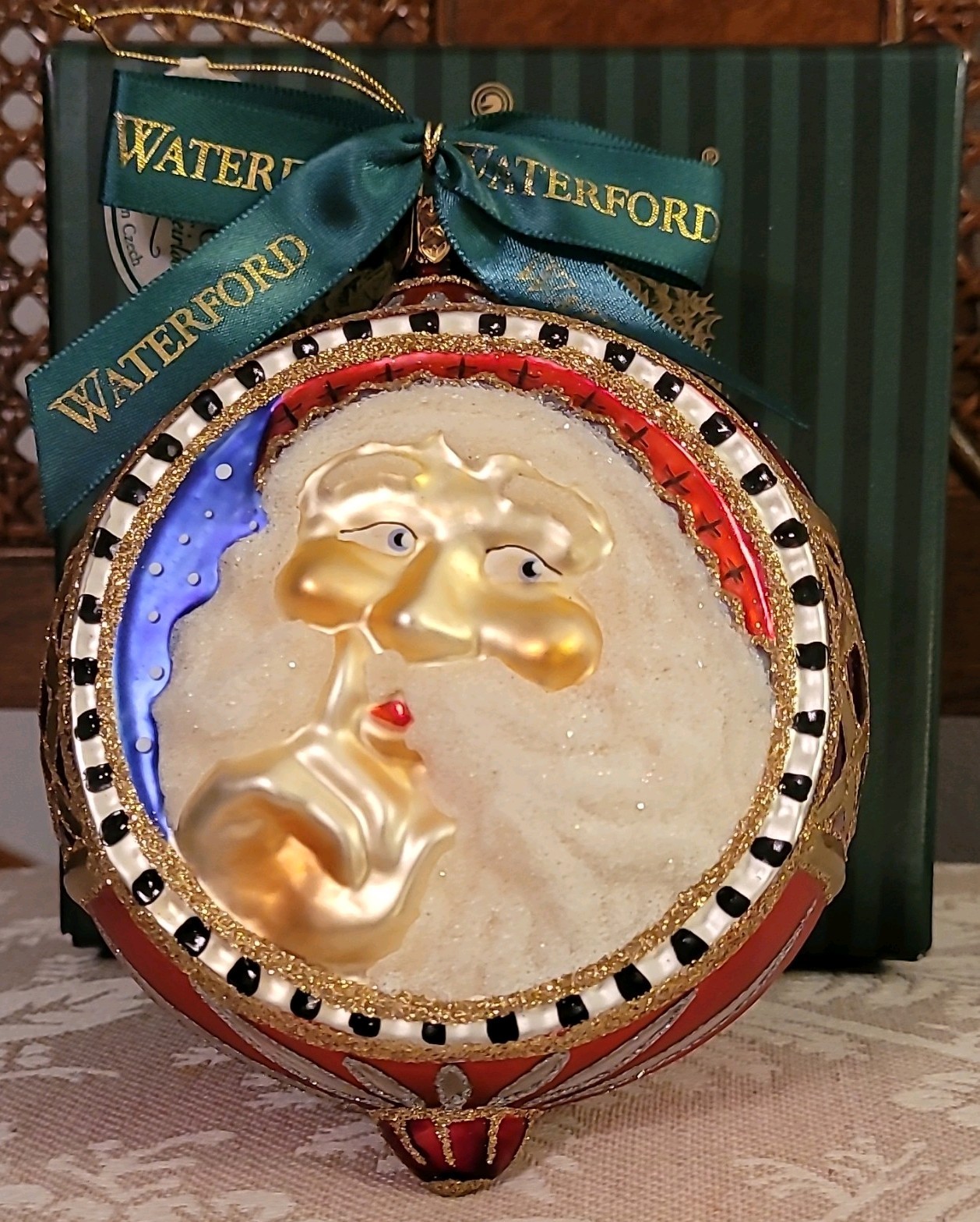 Waterford Heirlooms Whispering Santa Hanging Ball Ornament 1st Edition RETIRED