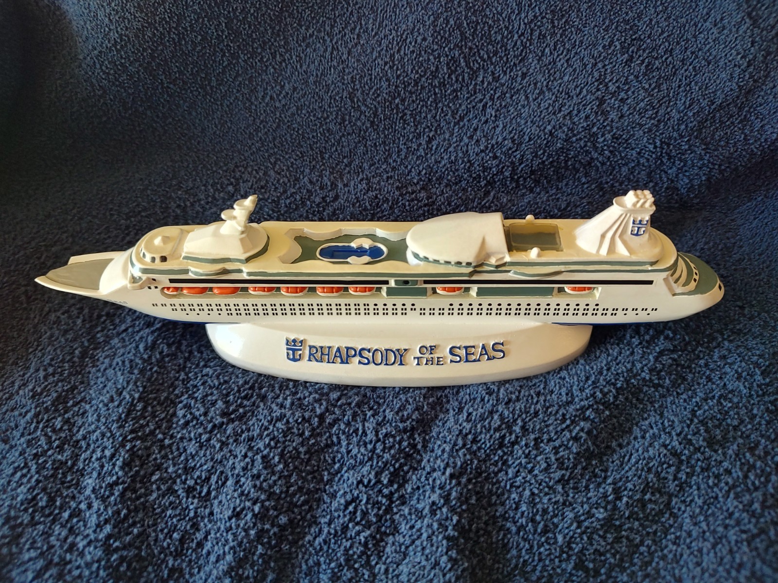 Vintage Royal Caribbean Rhapsody Of The Seas Cruise Ship Model Damaged