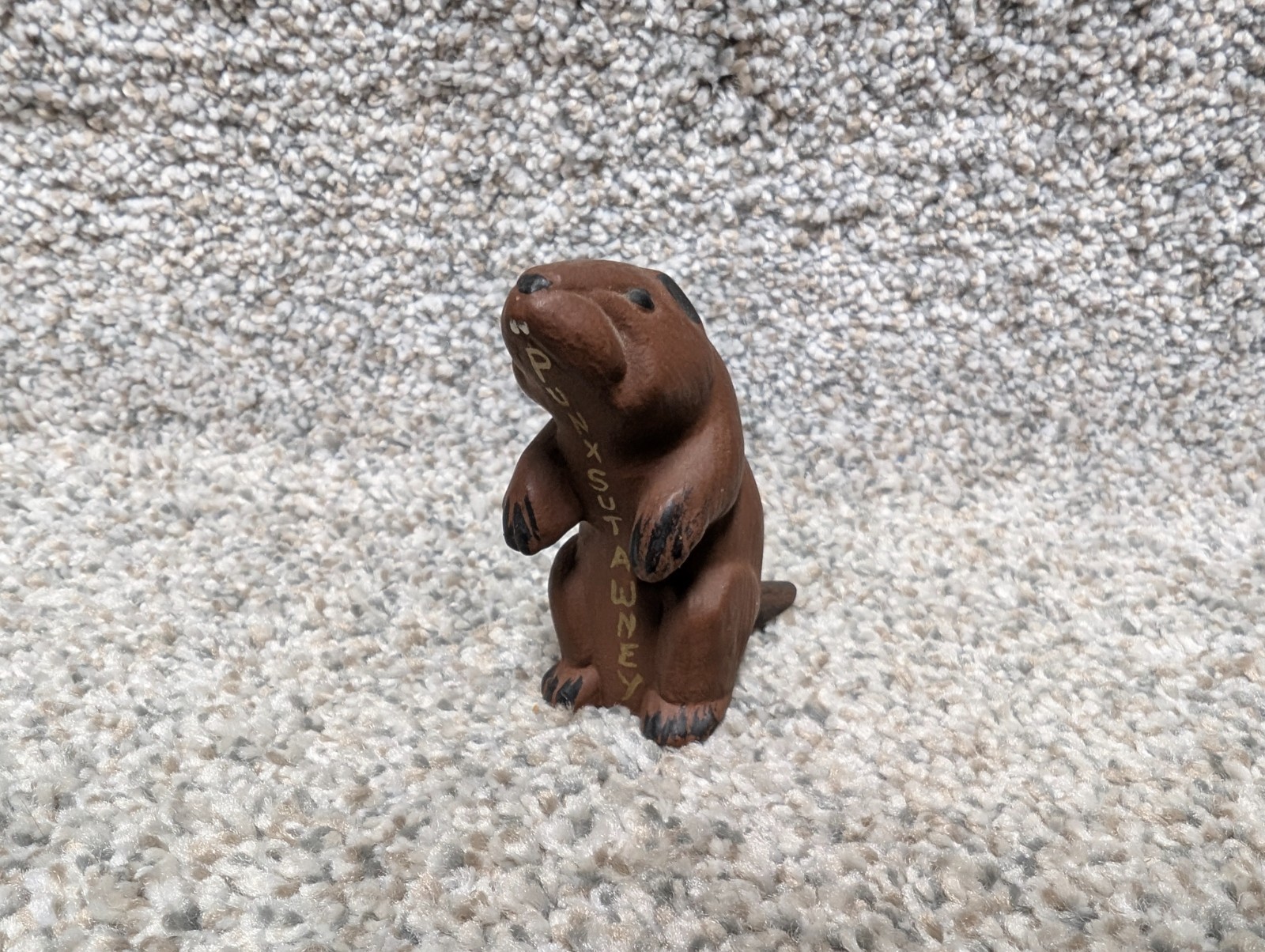 Vintage 70s 80s Punxsutawney Phil Handpainted Clay Groundhog Souvenir Figurine