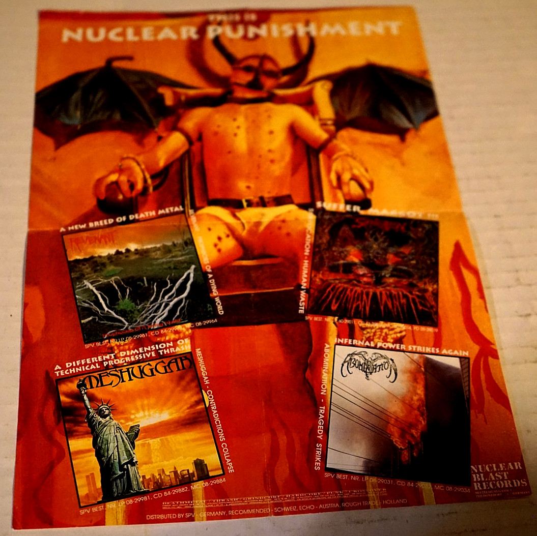 Nuclear Blast Vintage 1991 Flyer Ad 11 x 8 Suffocation Revenant Meshuggah Rare
